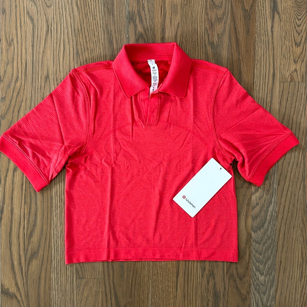Lululemon Polo Shirt Women’s sz 2 Swiftly Tech Relaxed Fit Hot Heat Red Glow